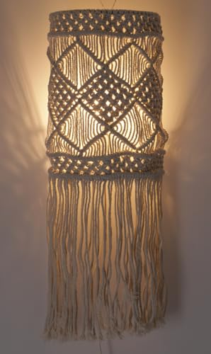Guru-Shop Aplique/lámpara de Pared, Hecho a Mano en Bali de Macramé - Modelo Suleila, Blanco, Tejidodealgodón, 60x20x12 cm, Luces de Pared