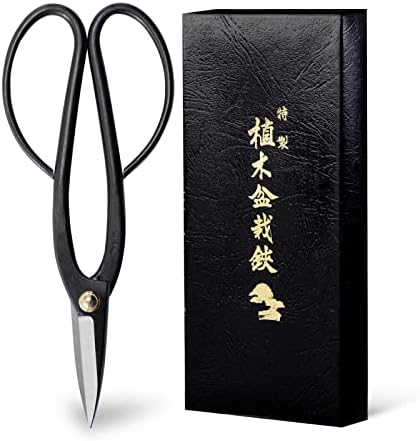 Wazakura Ashinaga Bonsai Scissors, Made in Japan 8inch(200mm), Japanese Bonsai Garden Tools, Hasami Pruning Shears - Ashinaga Long Handle Black