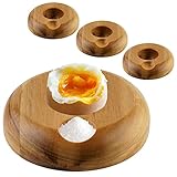 Eierbecher Set aus hochwertigem Holz (Akazie) – 4 Stück im zeitlosen, natürlichen Design - für Ihr perfektes Frühstücksei