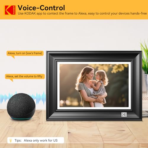 Image of KODAK 10.1 Inch WiFi Digital Picture Frame, 32G 1920x1200 FHD Touch Screen Smart Photo Frame with Premium Wood, WiFi 6, AI Photo Art, Easy Photo Transfer via APP /Email /USB /SD Card