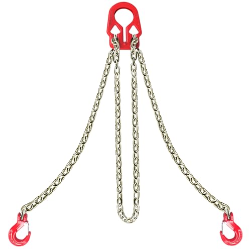 Grade 80 Chain Sling, 5/16" x 10FT, Dual Leg with Grab Hooks, 7000 lbs WLL