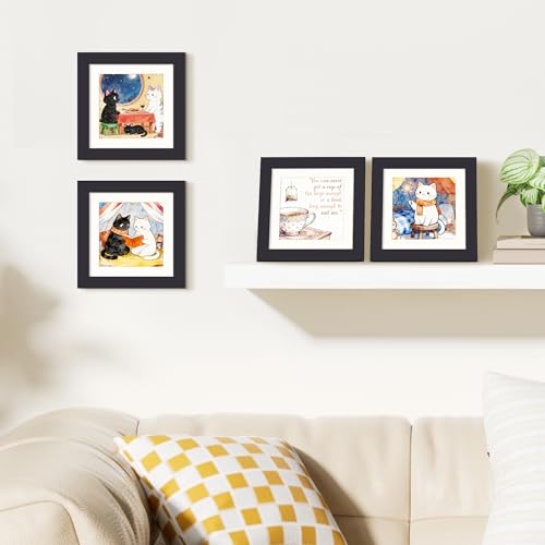 Image of upsimples 5x5 Picture Frame, Display Pictures 4x4 with Mat or 5x5 Without, Wall Hanging Photo Frames, Black, 1 Pack