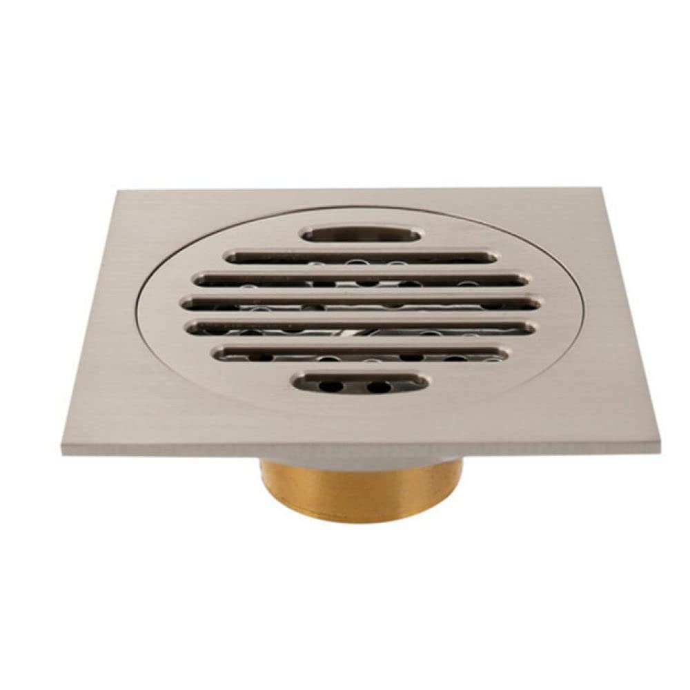 VVW&LIU Ottone Nero Opaco Stile Quadrato Oro Ros¨¨ Scolapiatti Oro Piletta di Scarico Bagno Nichel Spazzolato Scarico Doccia, Nichel Spazzolato