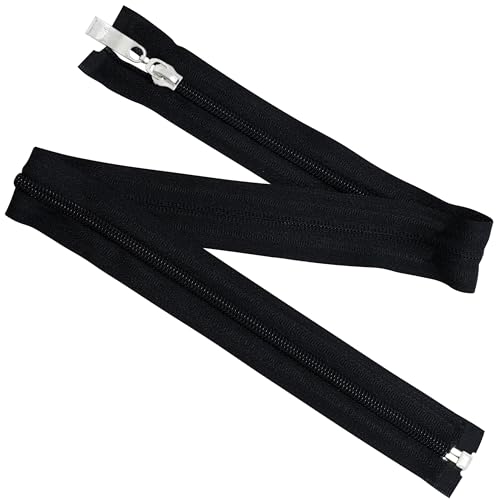 AERZETIX - Juego de 6 cremalleras espirales N°5 60 cm | separables | color negro | con tirador decorativo | para confección de prendas de vestir, accesorios textiles, bolsos y creaciones diversas