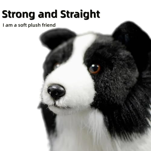 capybaraflying Niedliches simuliertes Border Collie-Plüschtier,28cm/11in realistisches Border Collie-Kuscheltier,kuschelige Schlafzimmerdekoration für Teenager – Schwarz