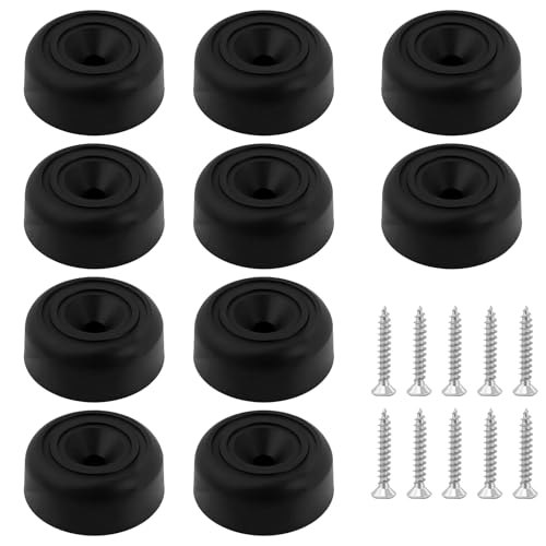 JRSHIRLEYLTD Lot de 10 pieds de meubles ronds - Diamètre : 33 x H 13 mm - En plastique - Pour meubles, canapé, chaise - Avec 10 vis