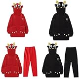 竜 パーカー 辰竜 干支 2024 パーカー 長袖 厚手 フード付き パーカー 辰年 年賀状 パーカー スウェット カジュアル 可愛い 仮装 冬服 おしゃれ 柔らかい 人気 通勤 通学 贈り物 誕生日 アニメ グッズ 男女兼用 (D衛衣+ズボン,S)