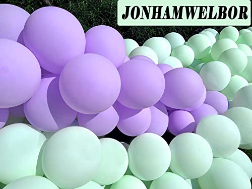 Image of Jonhamwelbor Light Purple Matte Balloons (100 pcs 12 inch) Pastel Purple Macaron Lilac Latex Balloons for Baby Shower Birthday Wedding Party