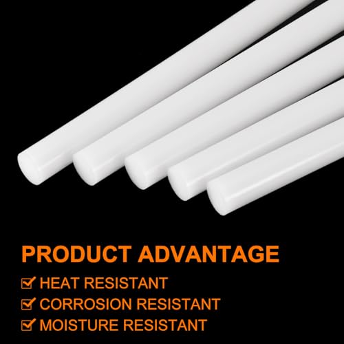 Image of uxcell 10 Pcs White Plastic Rods 18 x 500mm ABS Styrene Round Stick Round Solid Bar DIY Model for DIY Toys Building Making Architectural Model Making