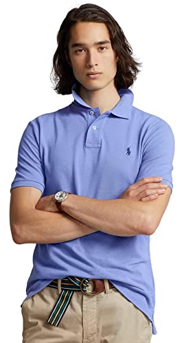 Image of Polo Ralph Lauren Men Custom Fit Mesh Pony Logo Shirt (L, HarborBlue)