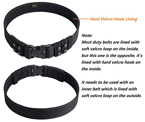 TACNEX Duty Belt w/Hook Lining 4 Keepers Police Law Enforcement Correctional Officer Security 2" Black Nylon Outer Belt XXL