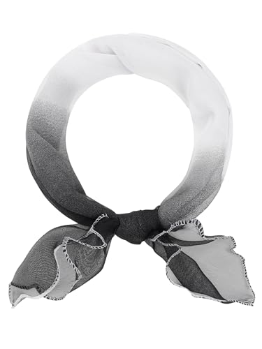 Women Gradient Color Chiffon Small Square Scarf, Colorful Lightweight Soft Sheer Ruffle Scarves Neckerchief