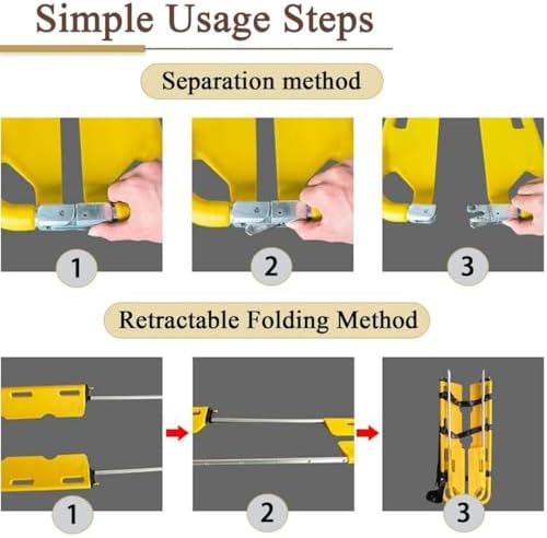 Foldable Plastic Scoop Stretcher - Adjustable Length Medical Transport Stretcher for Emergency, Hospital, Clinic, Home & Sports Venues - Portable Ambulance Rescue Flat Stretcher with Head Support