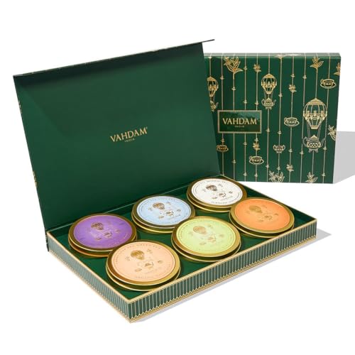 VAHDAM, Green Tea Set Gift Box (6 Teas) Premium Tea Gift Sets | 100% Pure Loose Leaf Tea, Gluten Free | Gifts Set For Women, Men &amp; Adults