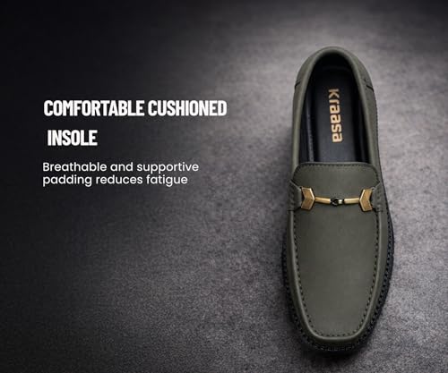 Image of Kraasa Men's Casual Loafers | Synthetic Leather Upper | Comfortable PU Sole | Slip-On Buckle Office, Party Shoes