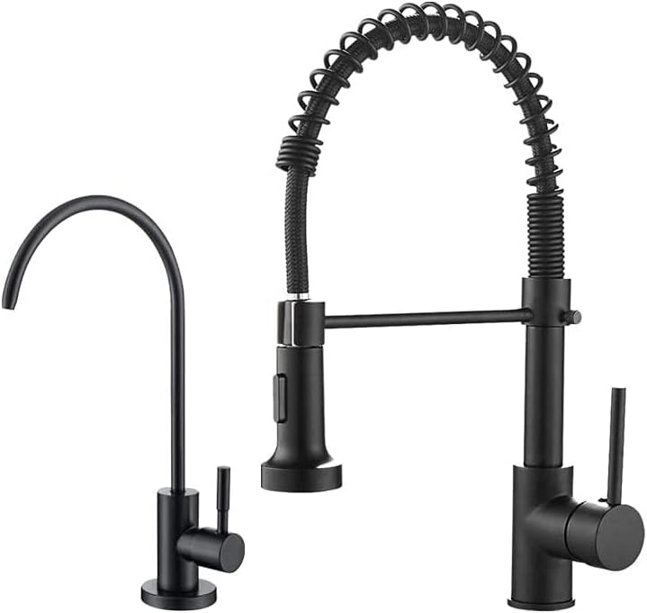 OWOFAN Matte Black Kitchen Sink Faucets Pull Down Sprayer with RO ...