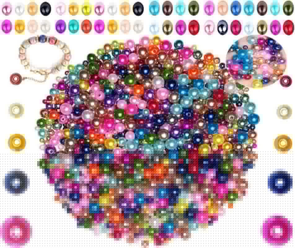 DIY Crafts 400 Pcs, Random, Plastic Pearl Beads, Craft Pearls with Holes Bulk Round Mixed Color and Size Beads for Bracelets and Jewelry Making, 4-10MM As Imag (400 Pcs, Random)