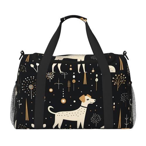 Cartoon Funny Dog Duffle Bag for Travel Lovely Puppy Sports Gym Tote Carry On Bag Large Shoulder Weekend Overnight for Workout