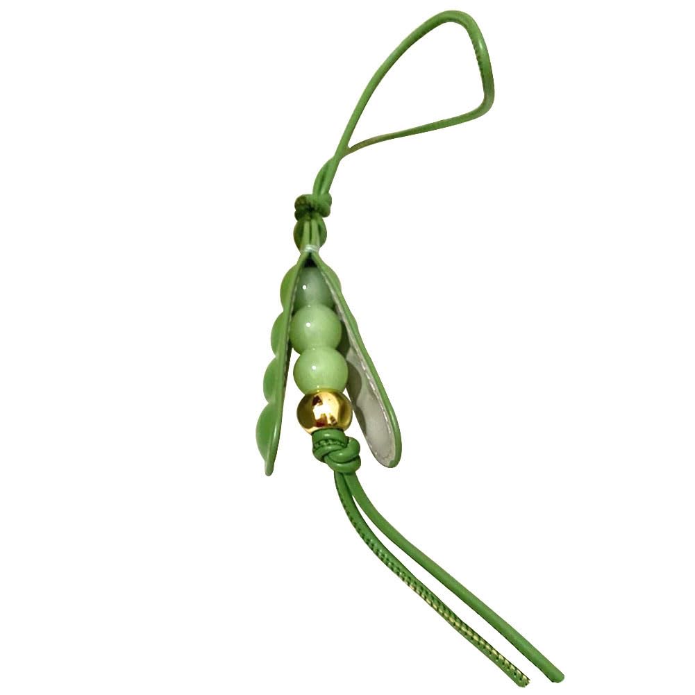 Leather Pea Pod Keychain Bag Ornament, Cute Pea Pod Charm for Purse Handbags Bag Accessories Car Charms Luggage Accessory Handbag Pendant