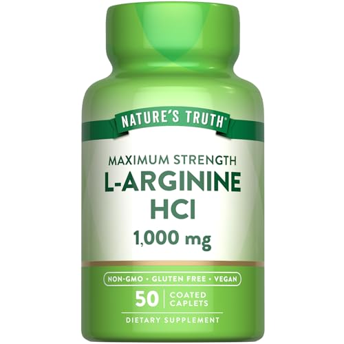 Nature's Truth L-Arginine HCL 1000mg | 50 Caplets | Essential Amino Acid Supplement | Vegan, Non-GMO & Gluten Free Supplement