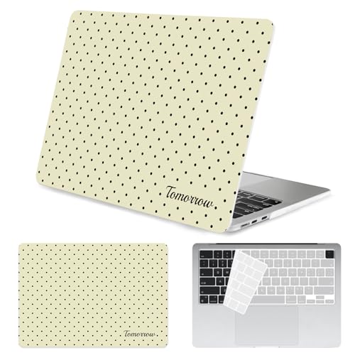 Funda MacBook Air 13.6 M4 M3 M2 carcasa rígida negra y crema con textura de lunares A3240 A2681