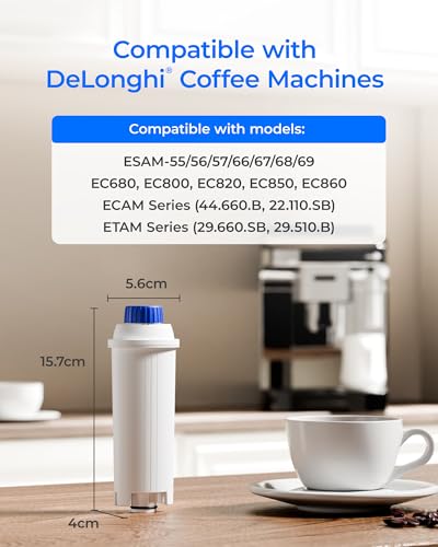 Image of Waterdrop DLSC002 Low-TDS Coffee Water Filter, Replacement for De'Longhi Filter, De'Longhi Magnifica Evo Water Filter, Mineral Balance, ECAM /ETAM /EPAM Series, EC680 /5, TÜV SÜD Certified, 2 Pack