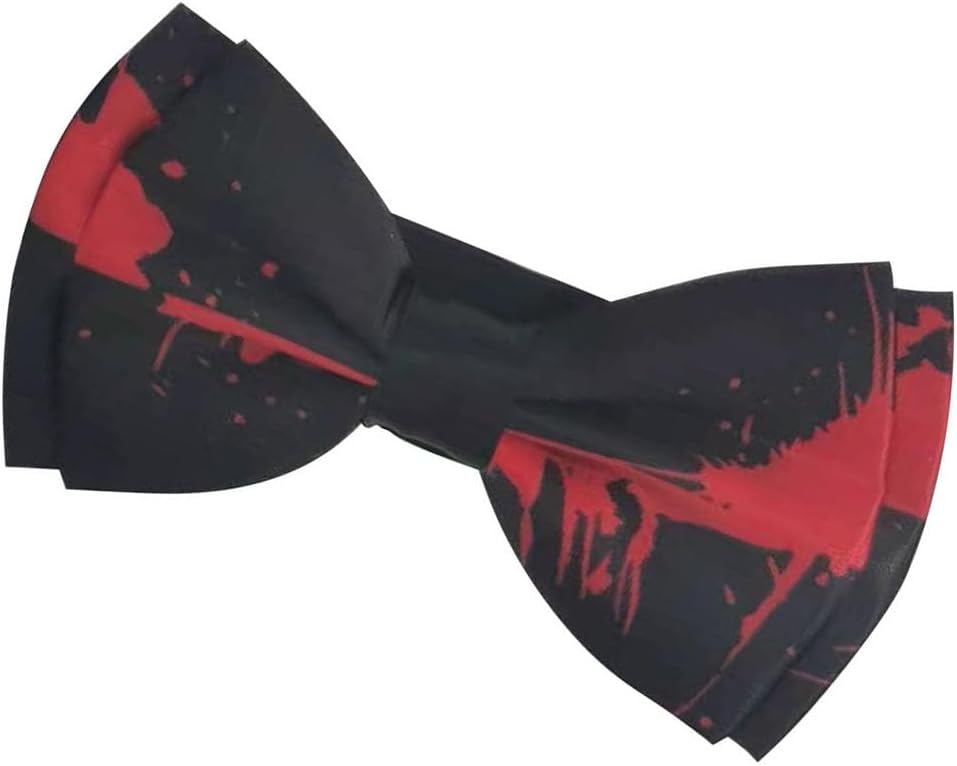 BHWH08 Blood Red & White Halloween Bow Ties for Men