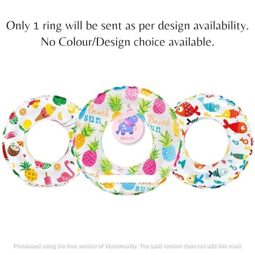 Image of Lively Print 61Cm Inflatable Swimming Rings Floater for Summer Fun |Pool Float for Kids Boys,Girls,Adult| Round Floater Lounge for Pool Party, Lake, Beach (Pack of 1)