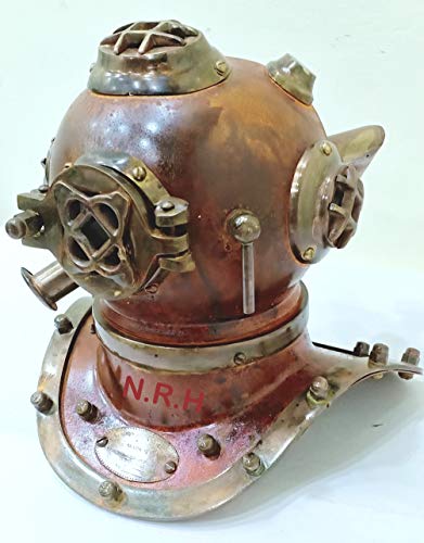 ARA Diving Divers Casco US Navy Mark V Solido Acciaio Originale Antico 6 pollici