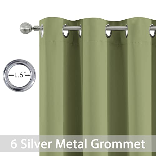 Yakamok Light Blocking Window Blackout Curtains Thermal Insulated Room Darkening Drapes for Bedroom,Solid Grommet Top Window Panels, 38x45 Inch, Sage Green, 2 Panels