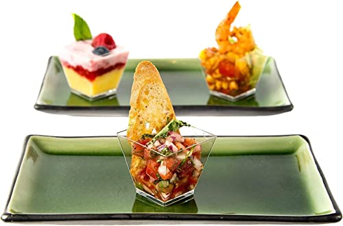 Dlux 50 X 2Oz Square Mini Dessert Cups With Spoons, Clear Plastic Parfait Appetizer Cup - Small Reusable Serving Bowl For Tasting Party Desserts Appetizers - With Recipe Ebook #TOP7