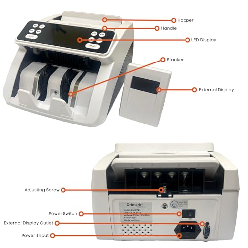 Dri Mark Money Counter Machine with UV/MG/IR Counterfeit Detection, Portable Bill Counter. Counts 1,000 Bills Per Minute, Single-Denomination with Add Mode. Includes Bonus 3pk of Counterfeit Pens