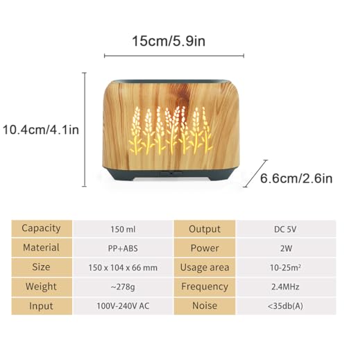 Difusor aromático eléctrico ThreeH 150ml diseño llama con luz LED miniatura 5