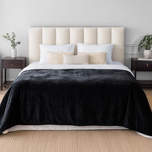 Dreamzie - wasserdichte Decke 152x203 cm - Hundedecke Sofa und Bett - Reversible Decke Wasserdicht aus Sherpa-Fleece – Waschbar – Schwarz