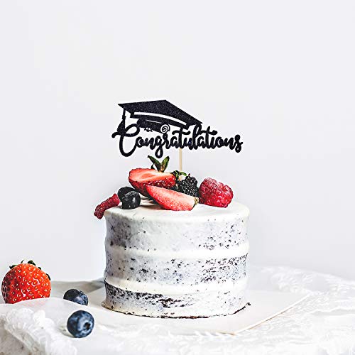 Black Glitter Congratulations Cake Topper, Class Of 2023/So Proud Of You/Congrats Grad, 2023 Graduation Party Decorations #TOP3