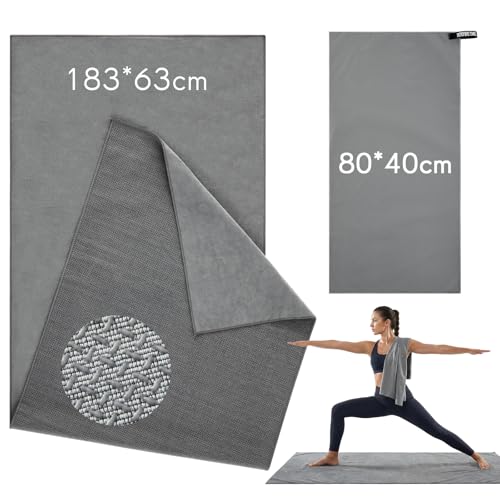 Serviette de yoga microfibre avec sac de transport gris - 2