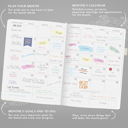 Image of Legend Planner PRO Hourly Schedule Edition - Undated Deluxe Weekly & Daily Organizer with Time Slots. Time Management Appointment Book Journal for Work & Personal Life, A4 size Hardcover (White Gold Foil, A4 (8.5 inch x 11 inch))