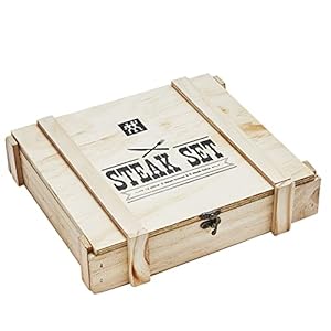 ZWILLING Steakbestekset voor 6 personen, 12-delig, 6 steakmessen en 6 steakvorken, incl. houten opbergkist, roestvrij staal/hout