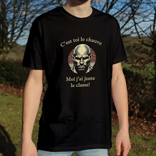 T-Shirt Chauve Homme Solution Humour Contre la Calvitie