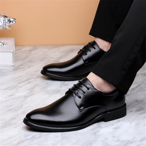 Oxford Shoes for Men Classic Men's Patent Leather Oxford Dress Shoes Pointed Toe Wedding Shoes in Black, Plus3