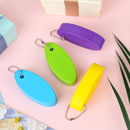 Image of Floating Keychain for Boat Keys, 4 Pack Waterproof Bright Color Key Rings Pendant for Fishing Surfing Sailing Kayak