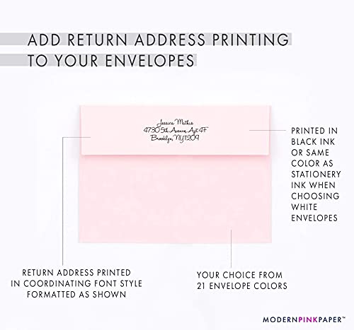 Image of Modern Pink Paper Personalized Stationary for Men or Women, Professional Personalized FOLDED Note Cards, Your Choice of Colors and Quantity (Modern)