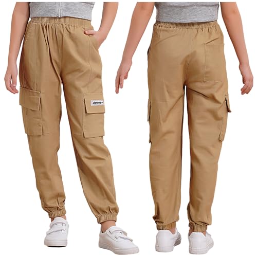 Loyan Boys' Elastic Waist Jogging Trousers Casual Jogger Sweatpants with Pockets Active Cargo Pants
