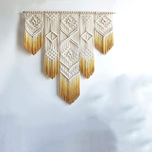 Erddcbb Farmhouse Style Modern Light Luxury Metal Wall De， Bohemian Gradient Dyed Tapestry Nordic Hand-Woven Bedroom Bedside Wall Decoration Tassel (Color : A) (Color : D) #TOP14