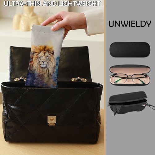 Image of 2 PCS Glasses Eyeglass Sunglasses Case Pouch Soft PU Leather Cute Aesthetic with Cleaning Cloth for Boys Men Man