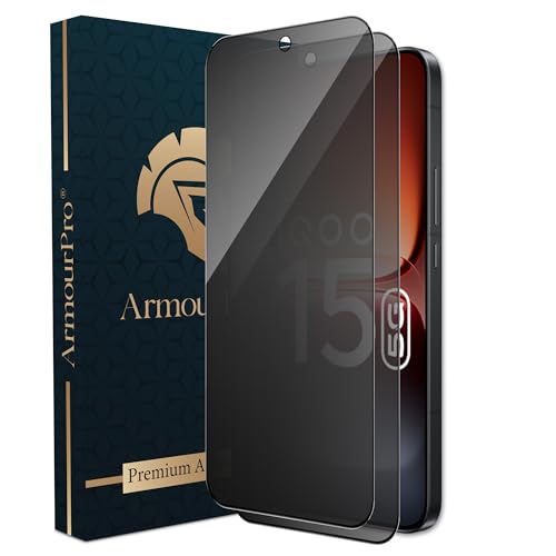 Image of ArmourPro Anti-Spy Privacy Tempered Glass for IQOO 15 - Anti Peeping Screen Protector, Edge to Edge Full Coverage, 9H Hardness, Easy Installation Kit | Pack of 2