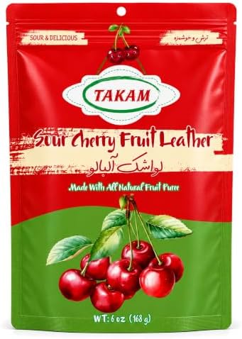 TAKAM Sour Cherry Lavashak, Persian Fruit Leather, Tangy & Chewy, 6 oz