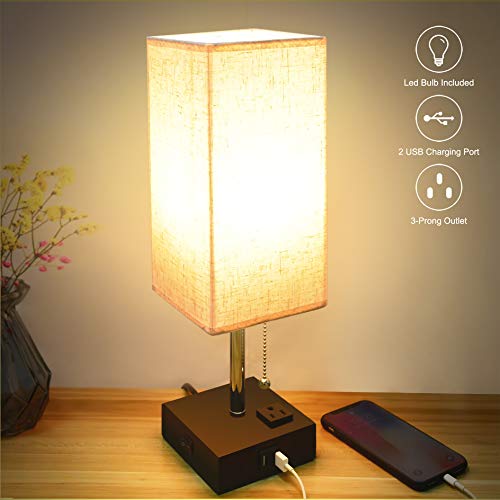 USB Table Lamp, Sailstar Bedside Lamps with Fast Dual USB Charging Ports
