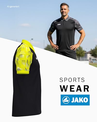 JAKO Unisex Poloshirt Sonic, schwarz/Neongelb, 4XL – Ansicht 3