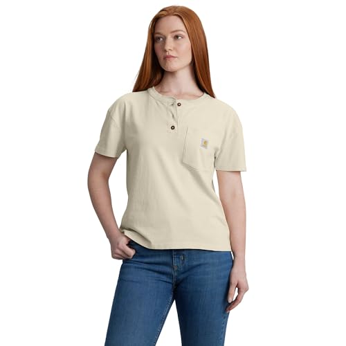 Image of Carhartt Women's 106813 Women's Loose Fit Short-Sleeve Heavyweight Henley T-Shi